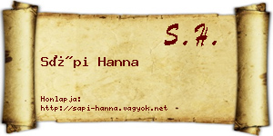 Sápi Hanna névjegykártya